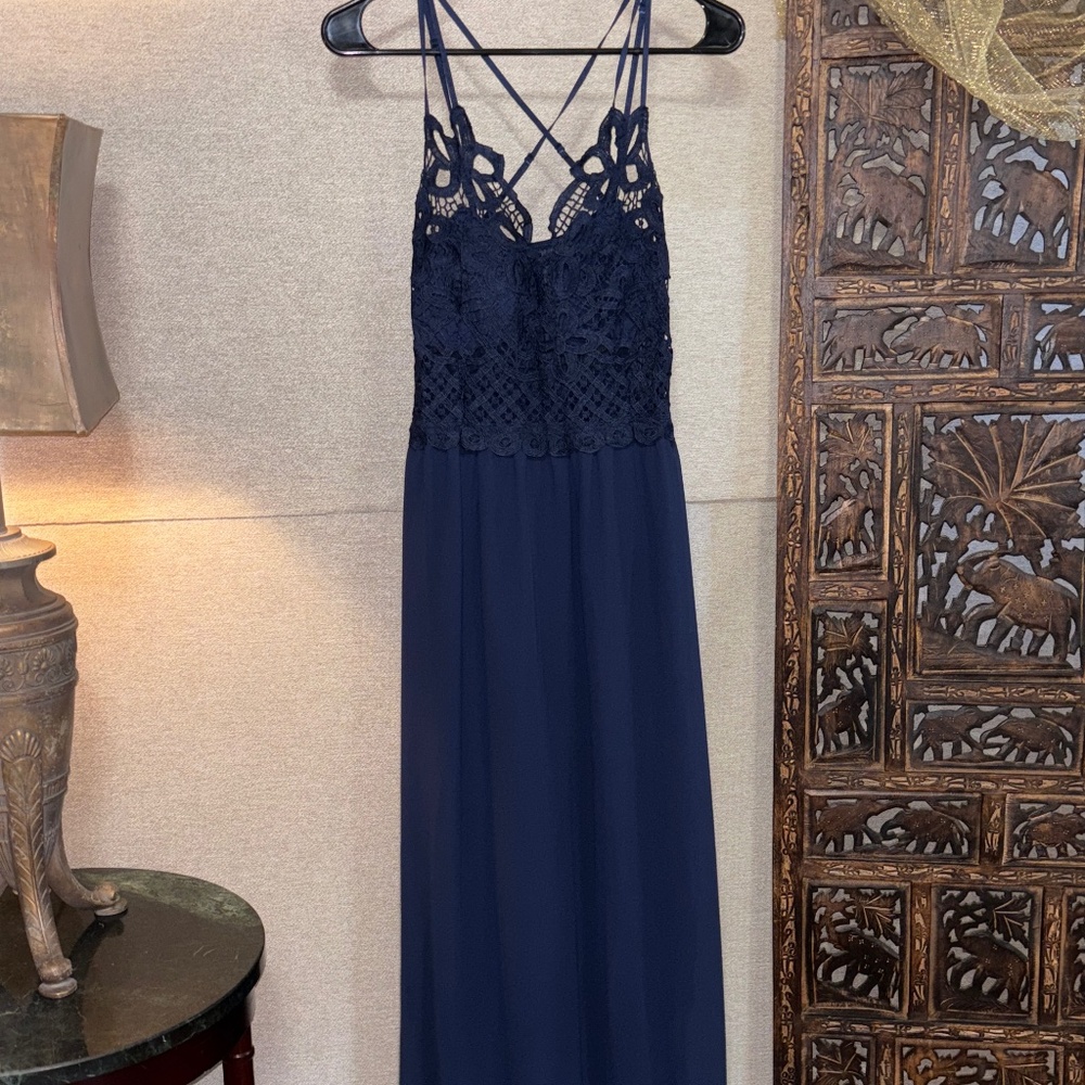 Lace bodice floor length dress